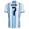 Argentinië De Paul 7 Voetbalshirt Thuis WK 2026