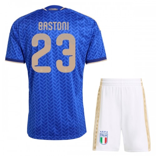 Italië Bastoni 23 Voetbaltenue Thuis WK 2026 - Kind Italië Bastoni 23 Voetbaltenue Thuis WK 2026 - Kind