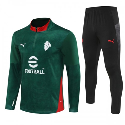 AC Milan Trainings Sweatshirt Kwart-Zip 2025-26 Groene AC Milan Trainings Sweatshirt Kwart-Zip 2025-26 Groene