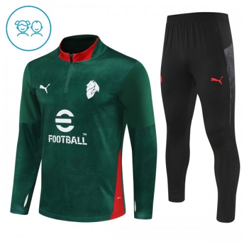 AC Milan Trainings Sweatshirt Kwart-Zip 2025-26 Groene - Kind AC Milan Trainings Sweatshirt Kwart-Zip 2025-26 Groene - Kind