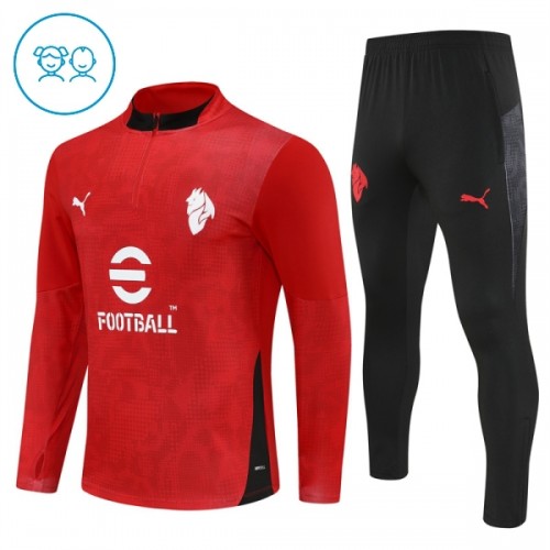 AC Milan Trainings Sweatshirt Kwart-Zip 2025-26 Rode - Kind AC Milan Trainings Sweatshirt Kwart-Zip 2025-26 Rode - Kind