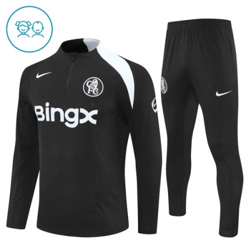 Chelsea Trainings Sweatshirt Kwart-Zip 2025-26 Zwarte - Kind Chelsea Trainings Sweatshirt Kwart-Zip 2025-26 Zwarte - Kind