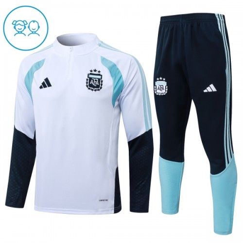 Argentinië Trainings Sweatshirt Kwart-Zip 2026-27 Witte - Kind Argentinië Trainings Sweatshirt Kwart-Zip 2026-27 Witte - Kind