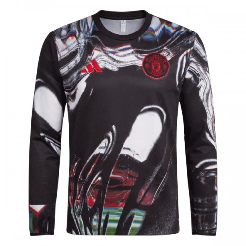 Manchester United Pre-Match Voetbalshirt 2025-26 Lange Mouw Manchester United Pre-Match Voetbalshirt 2025-26 Lange Mouw