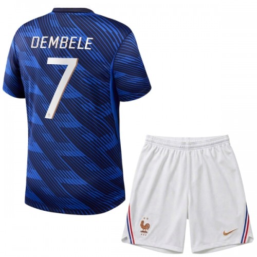 Frankrijk O. Dembele 7 Voetbaltenue Thuis WK 2026 - Kind Frankrijk O. Dembele 7 Voetbaltenue Thuis WK 2026 - Kind