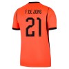 Nederland F. De Jong 21 Voetbaltenue Thuis WK 2026 - Kind