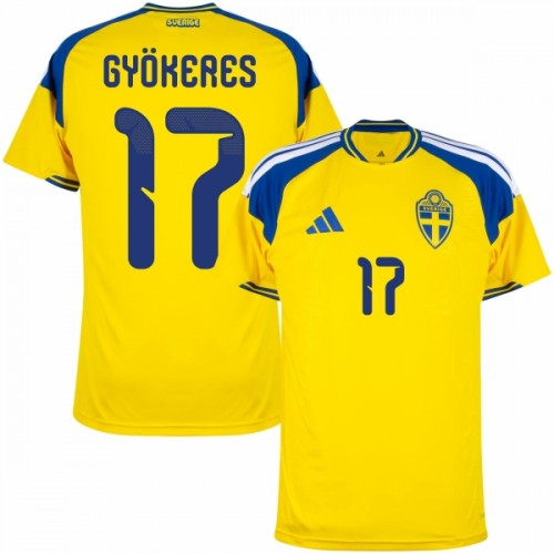 Zweden Gyokeres 17 Voetbalshirt Thuis WK 2026 Zweden Gyokeres 17 Voetbalshirt Thuis WK 2026