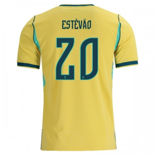 Brazilië Estevao 20 Voetbalshirt Thuis WK 2026 Brazilië Estevao 20 Voetbalshirt Thuis WK 2026