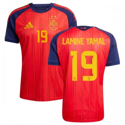 Spanje 2 Stars Lamine Yamal 19 Voetbalshirt Thuis WK 2026 Spanje 2 Stars Lamine Yamal 19 Voetbalshirt Thuis WK 2026