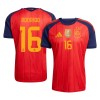 Spanje 2 Stars Rodrigo 16 Voetbalshirt Thuis WK 2026 Spanje 2 Stars Rodrigo 16 Voetbalshirt Thuis WK 2026