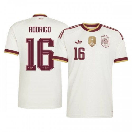 Spanje 2 Stars Rodrigo 16 Voetbalshirt Uit WK 2026 Spanje 2 Stars Rodrigo 16 Voetbalshirt Uit WK 2026