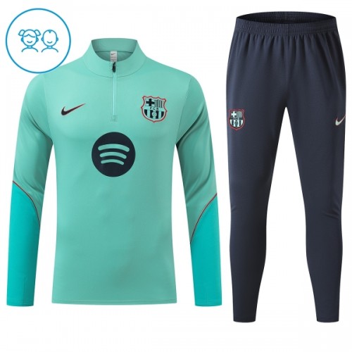 Barcelona Trainings Sweatshirt Kwart-Zip 2026-27 Groene - Kind Barcelona Trainings Sweatshirt Kwart-Zip 2026-27 Groene - Kind