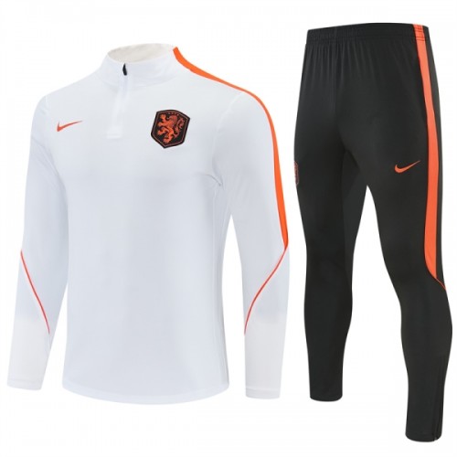 Nederland Trainings Sweatshirt Kwart-Zip 2026-27 Witte Nederland Trainings Sweatshirt Kwart-Zip 2026-27 Witte
