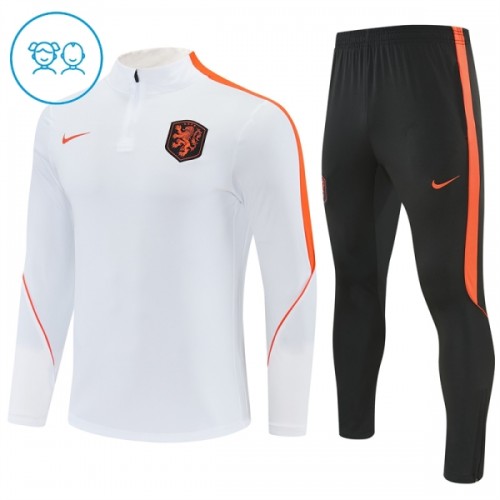 Nederland Trainings Sweatshirt Kwart-Zip 2026-27 Witte - Kind Nederland Trainings Sweatshirt Kwart-Zip 2026-27 Witte - Kind