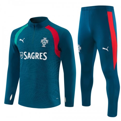 Portugal Trainings Sweatshirt Kwart-Zip 2026-27 Blauwe Portugal Trainings Sweatshirt Kwart-Zip 2026-27 Blauwe