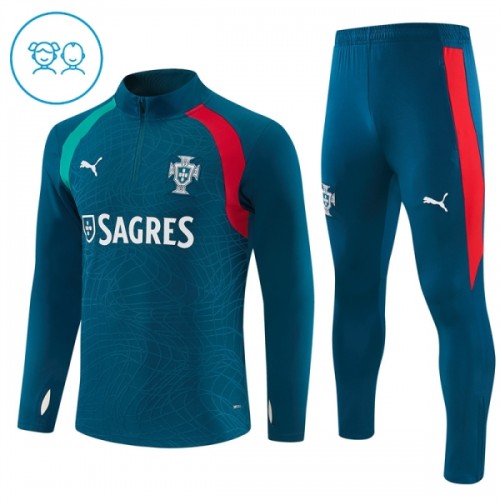 Portugal Trainings Sweatshirt Kwart-Zip 2026-27 Blauwe - Kind Portugal Trainings Sweatshirt Kwart-Zip 2026-27 Blauwe - Kind