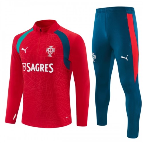Portugal Trainings Sweatshirt Kwart-Zip 2026-27 Rode Portugal Trainings Sweatshirt Kwart-Zip 2026-27 Rode