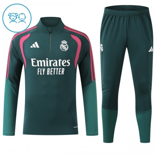 Real Madrid Trainings Sweatshirt Kwart-Zip 2026-27 Groene - Kind Real Madrid Trainings Sweatshirt Kwart-Zip 2026-27 Groene - Kind